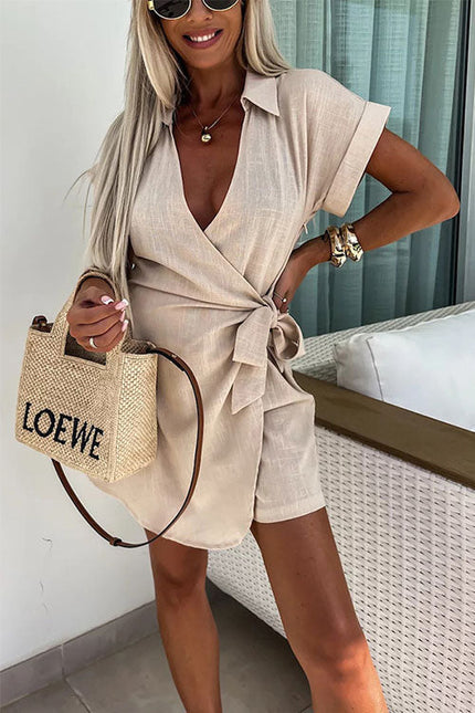 Zoe | Short-sleeved jumpsuit Brown