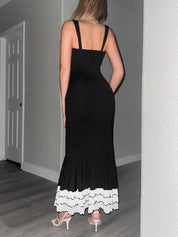 The Black Sweetheart Neck Bodycon Slip Maxi Dress Dresses