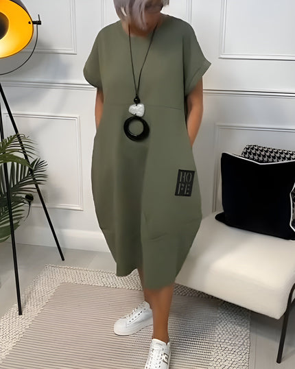 Ivy | Stylish Short-Sleeve Casual Dress Green Dresses