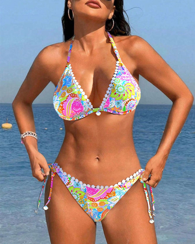 Amara | Colourful Patchwork Triangle Bikini Set TOP