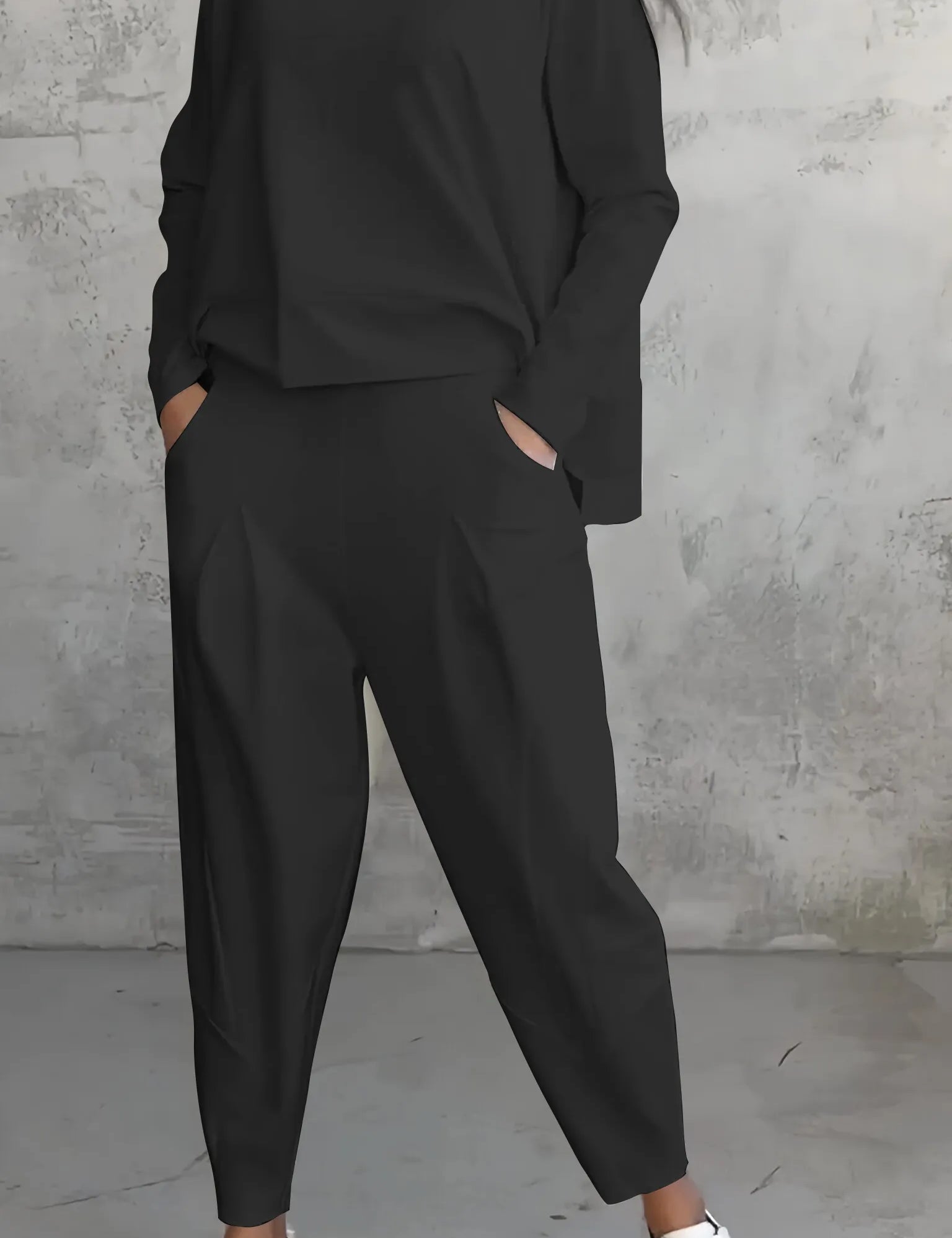 Tara | Women Casual Long Sleeve Suit Black Outfit Sets