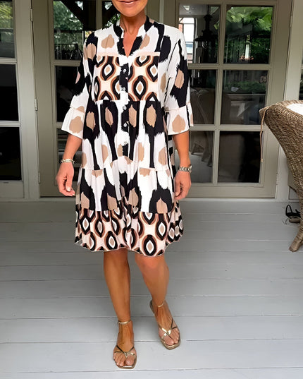 Lavira - Elegant Midi Dress Beige