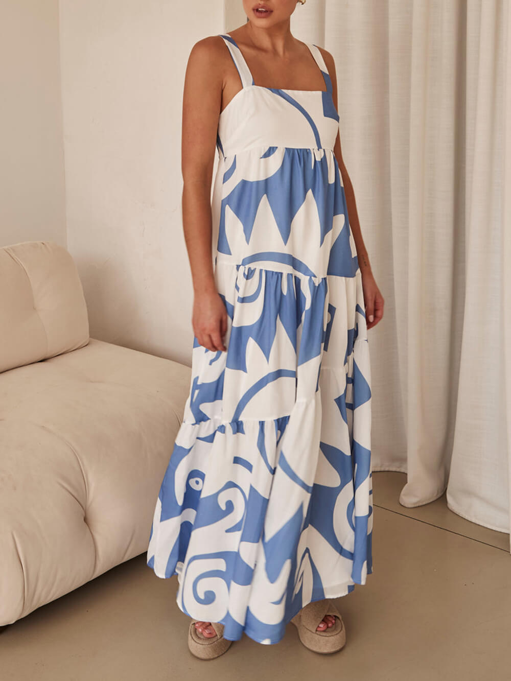 Enchanting Geometric Print Maxi Dress Dresses
