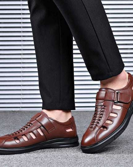 Men's Genuine Leather Sandals Brown Leather Sandals