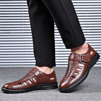 Men's Genuine Leather Sandals Brown Leather Sandals