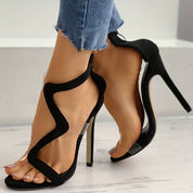 Women’s Elegant High Heel Zipper Sandals Black Sandals
