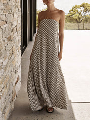 Bohemian Diamond Print Maxi Dress Black Dresses