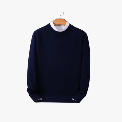 Premium Cashmere Loose-Fit Sweater Navy Blue Sweater