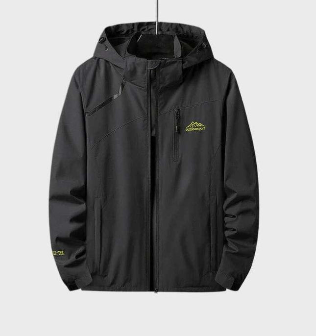 Men's Lightweight Windproof and Waterproof Hooded Jacket Black Jacket
