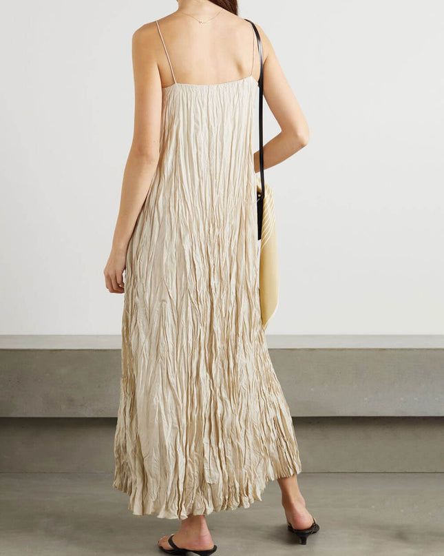 Elegant And Beautiful Pleated Suspender Maxi Dress Dresses