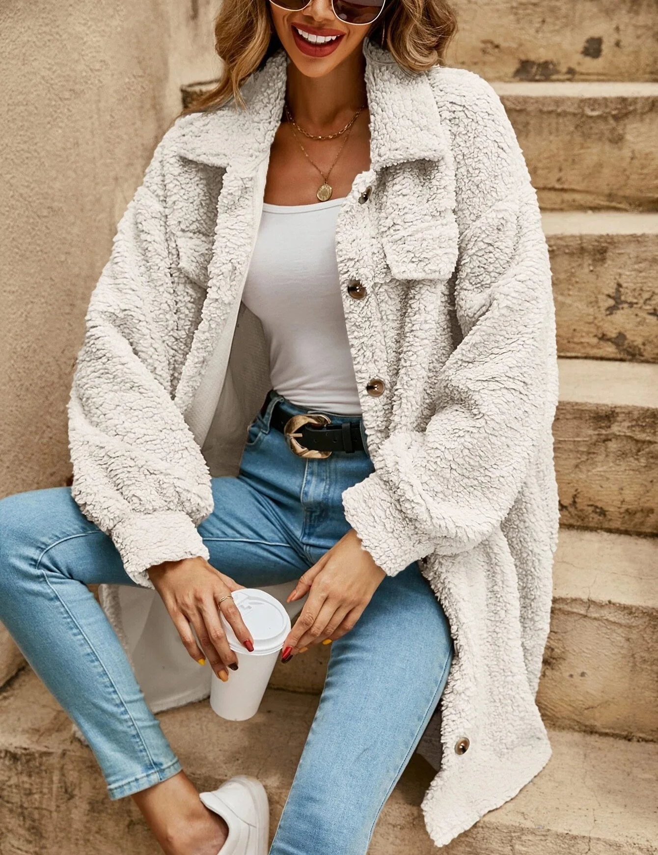 Violet | Loose, Relaxed Cardigan White Cardigans
