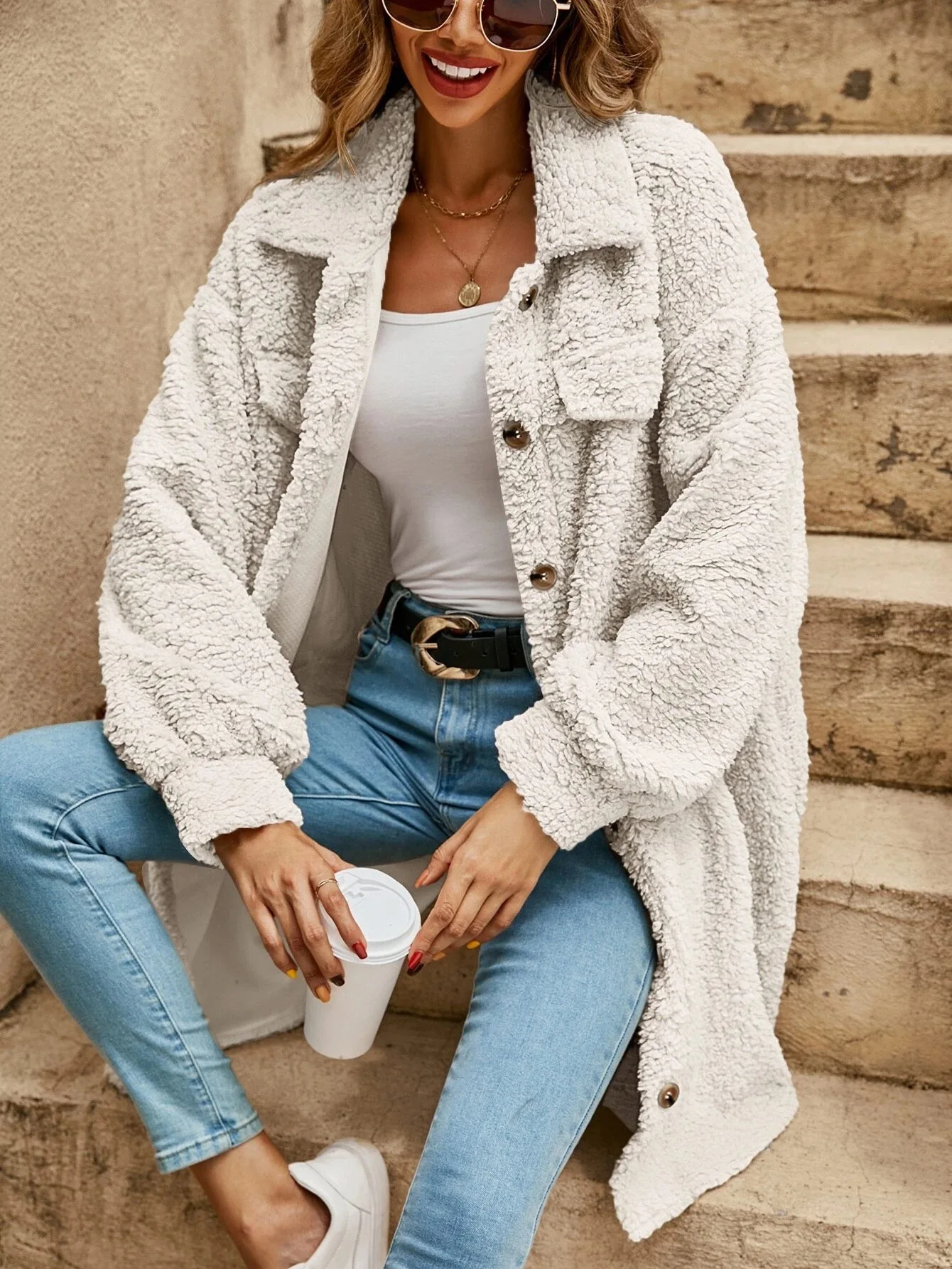 Violet | Loose, Relaxed Cardigan White Cardigans
