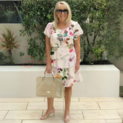 Lillian | Floral Comfort Dress Beige Dresses