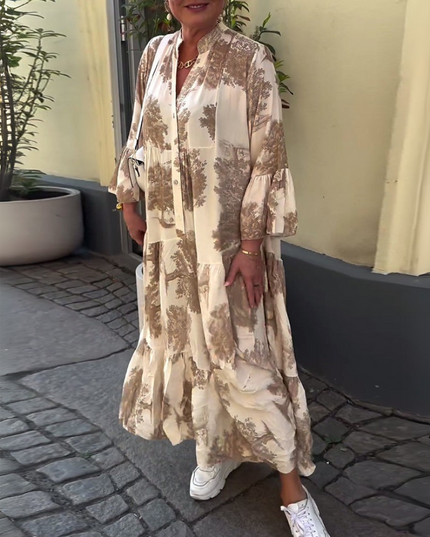 Nerina | Stylish Floral Maxi Dress Khaki Dresses