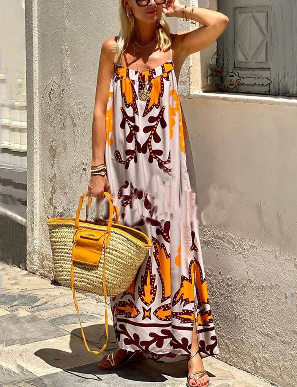 Loose Ethnic Printed Cami Maxi Dress Dresses