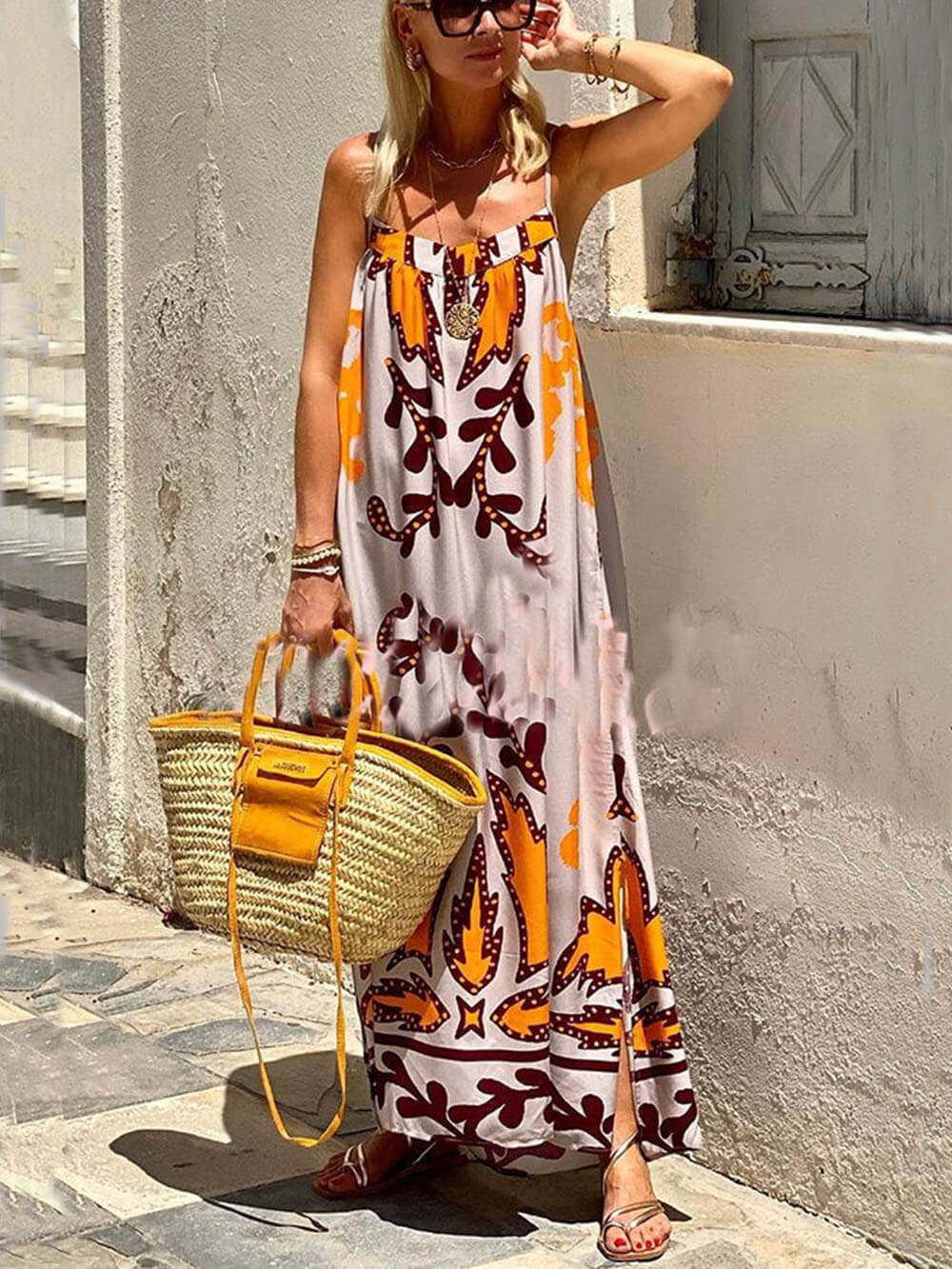 Loose Ethnic Printed Cami Maxi Dress Dresses