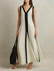Colorblock Reversible Style A-Line Maxi Dress Dresses