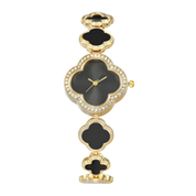 Lucky Clover Sparkle Watch Elegant Black Bracelets
