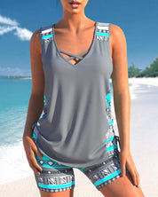 Slimming Elegance Tankini Set Grey swimwear set