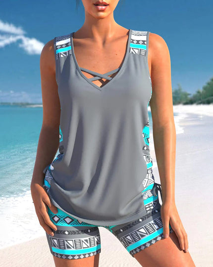 Slimming Elegance Tankini Set Grey swimwear set