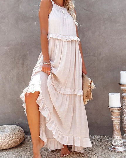 Classic Summer Maxi Dress Apricot Dresses
