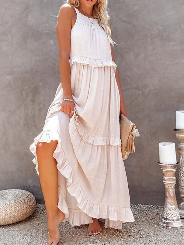Classic Summer Maxi Dress Apricot Dresses