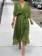Seraphina | Timeless Wrap Midi Dress Green Dresses