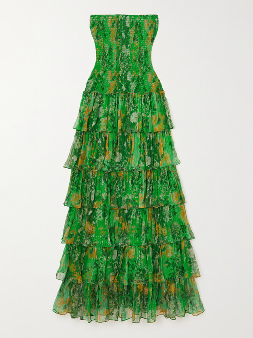 Strapless Layered Bandeau Floral Print Maxi Dress Dresses