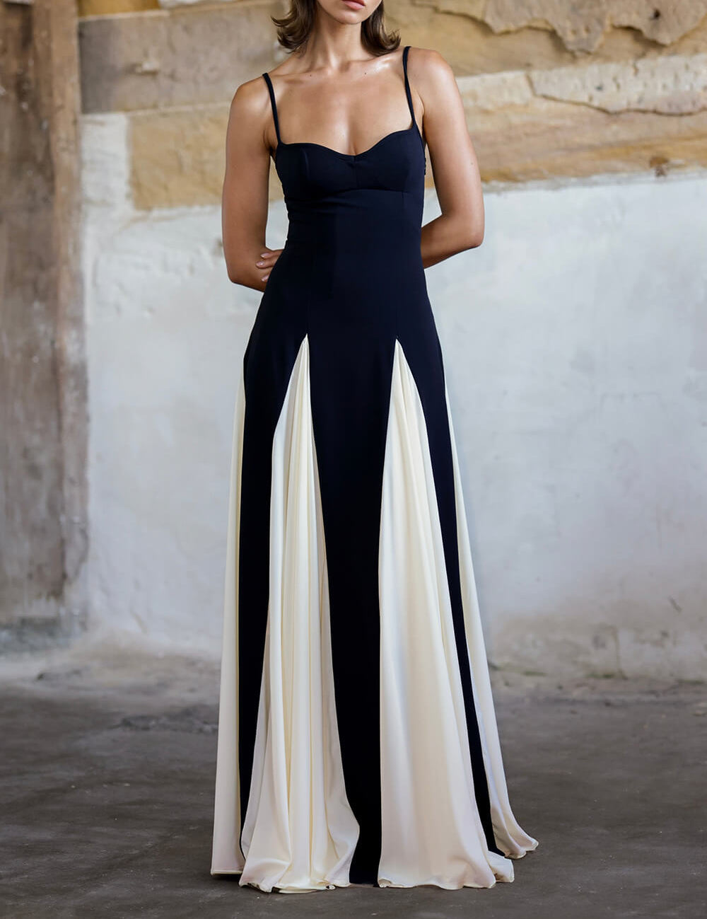 Elegance Panelled Tulle A-line Slip Maxi Dress Dresses