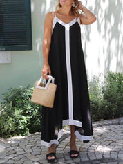 Suspender Colorblock Midi Dress Dresses