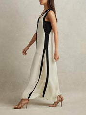 Colorblock Reversible Style A-Line Maxi Dress Dresses