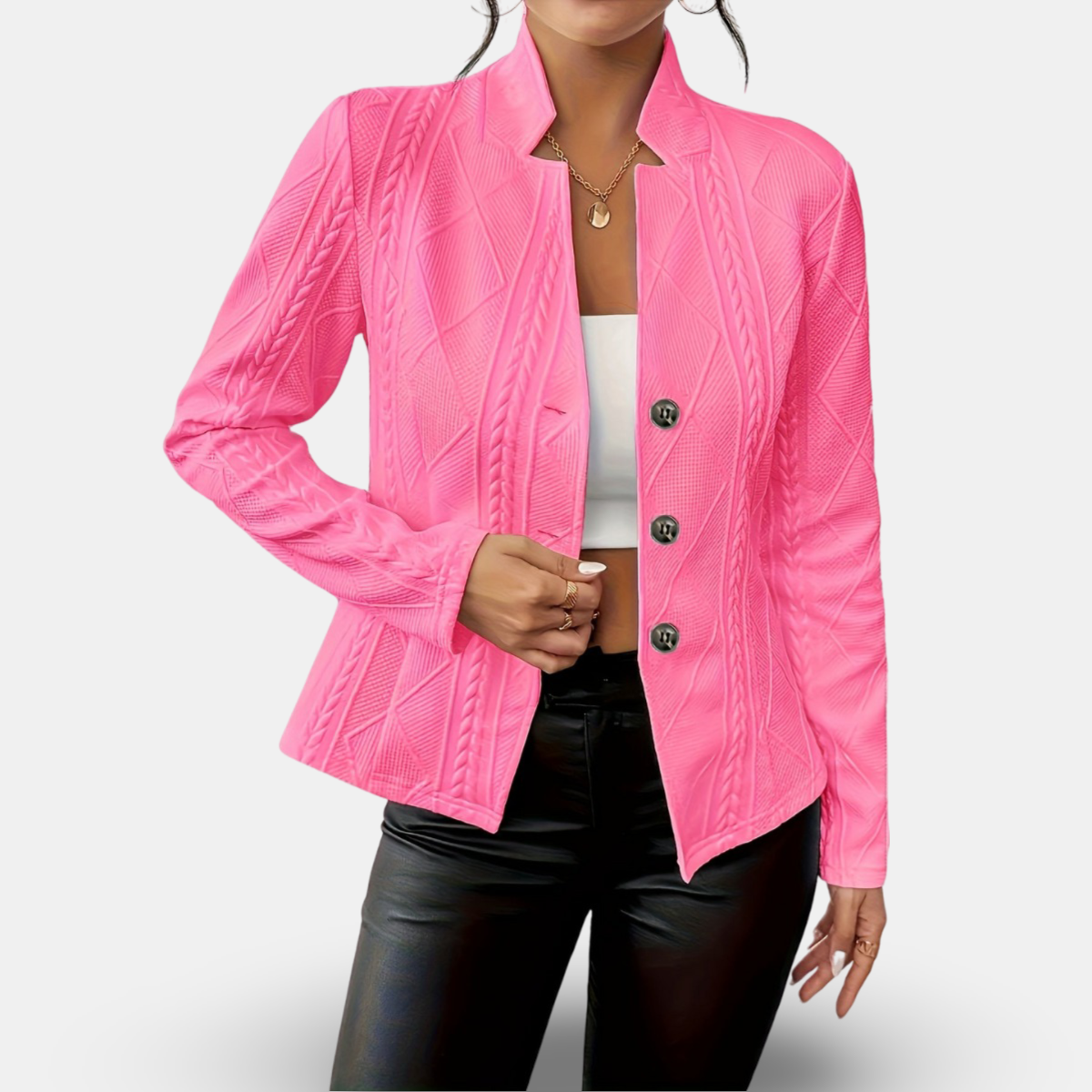 Rayna | Elegant Tailored Cardigan Blushing Pink