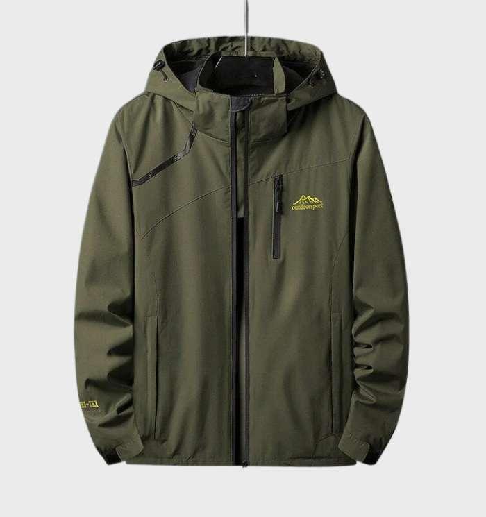 Men's Lightweight Windproof and Waterproof Hooded Jacket Army Green Jacket