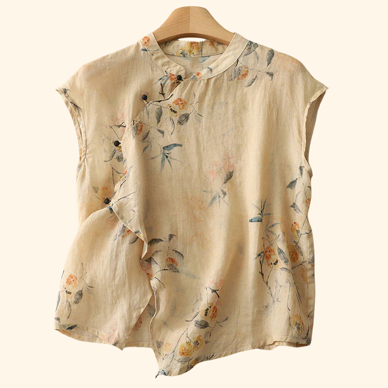 Amanda Linen Top Beige Top