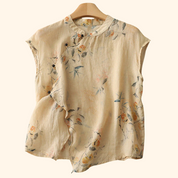 Amanda Linen Top Beige Top