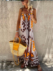 Loose Ethnic Printed Cami Maxi Dress Multicolor Dresses