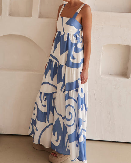 Enchanting Geometric Print Maxi Dress Dresses