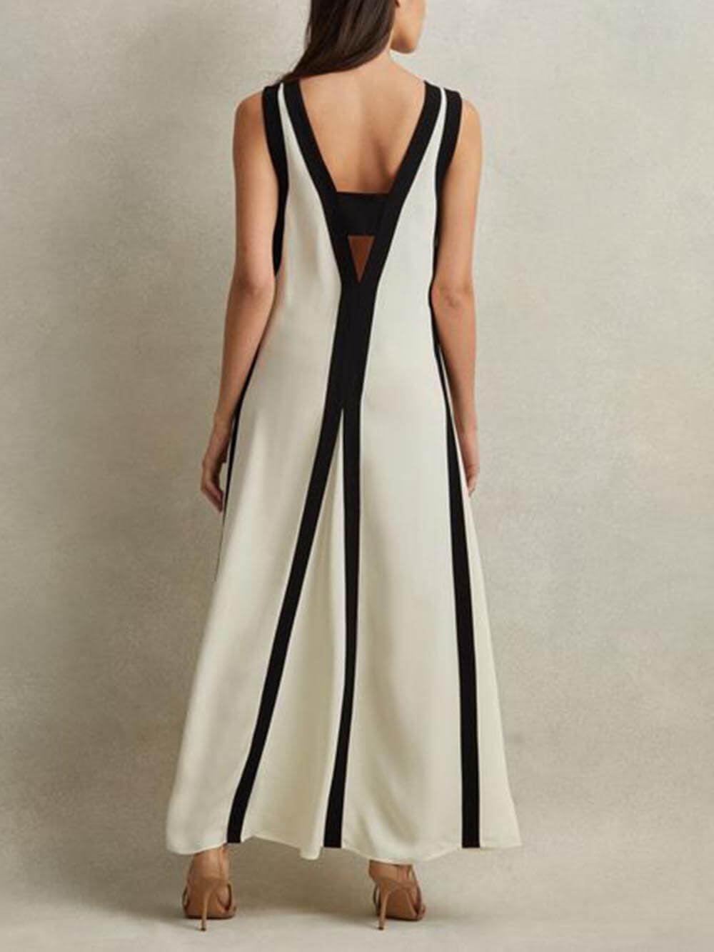 Colorblock Reversible Style A-Line Maxi Dress Dresses