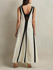 Colorblock Reversible Style A-Line Maxi Dress Dresses