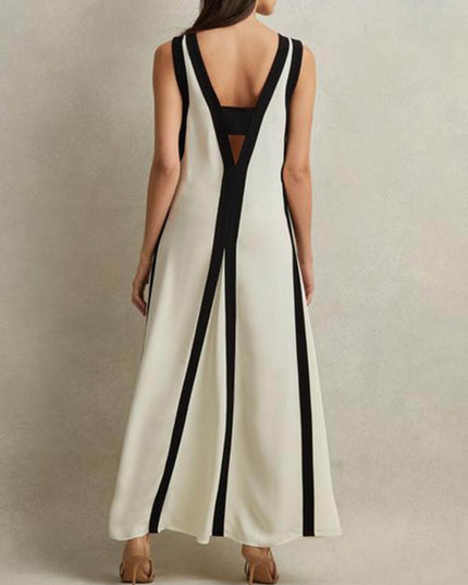 Colorblock Reversible Style A-Line Maxi Dress Dresses