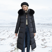 Luxurious Winter Jacket for Women Black fur collar jacket