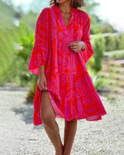 Amelia Boho Cotton Dress – Flowy Summer Midi with Ruffle Dresses