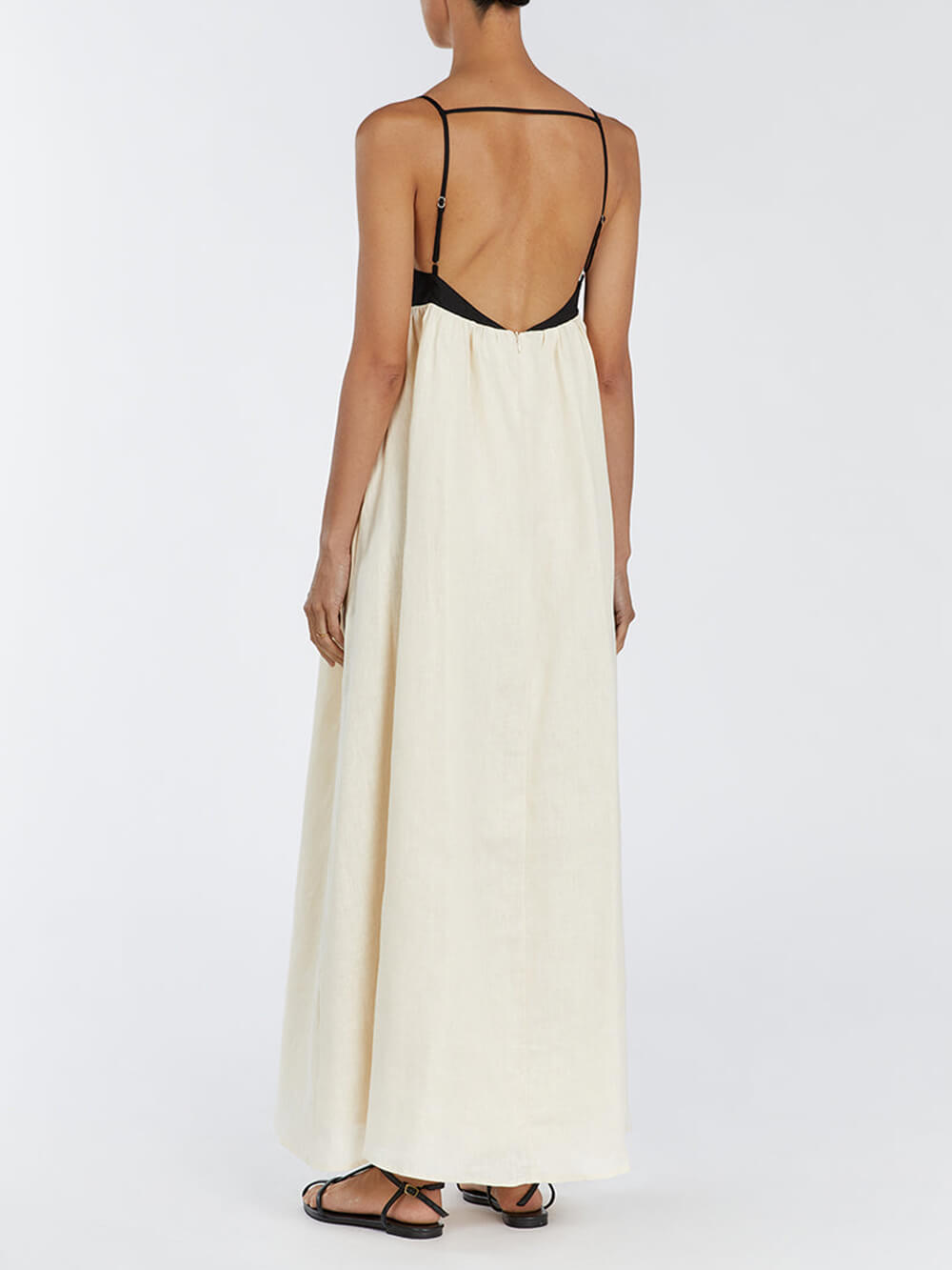 Black And White Loose Suspender Patchwork Maxi Dress Dresses