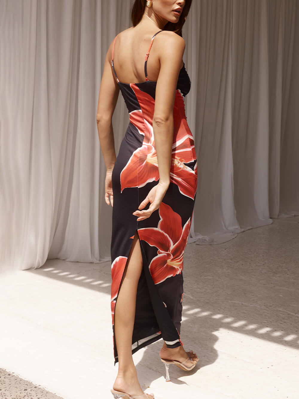 Abstract Unforgettable Floral Print Maxi Dress Dresses