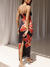 Abstract Unforgettable Floral Print Maxi Dress Dresses