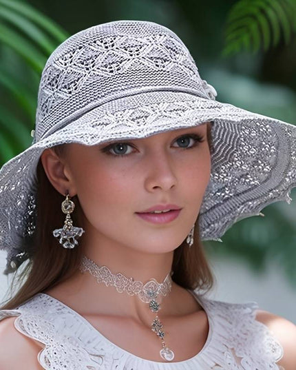 Brianna | Elegant wide-brimmed folding sun hat Gray