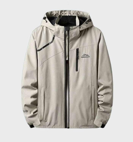 Men's Lightweight Windproof and Waterproof Hooded Jacket Bbeige White Jacket