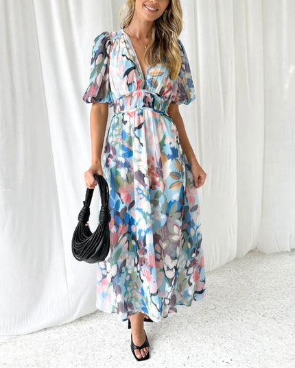 Carlotta™ | Elegant floral dress Blue Dresses