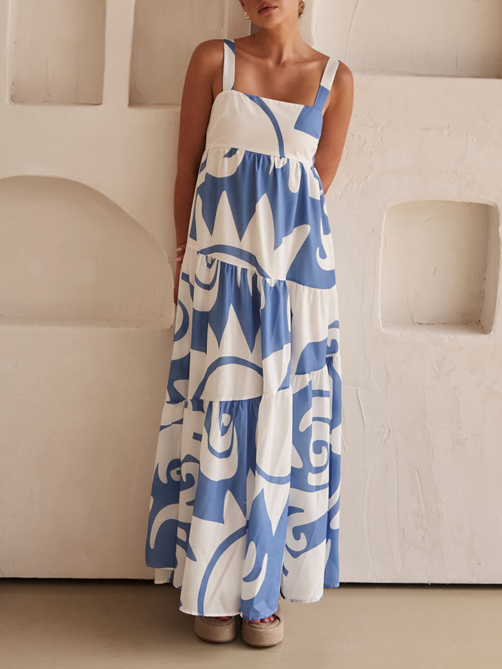 Enchanting Geometric Print Maxi Dress Dresses
