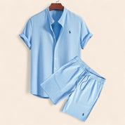 Linen Two-Piece Set Blue Men Set